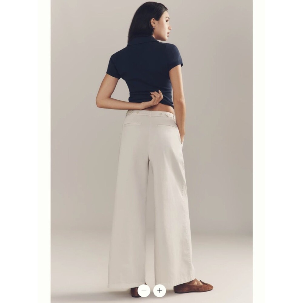 By Anthropologie Low-Rise Pleated Wide-Leg Trousers - Picture 4 of 7